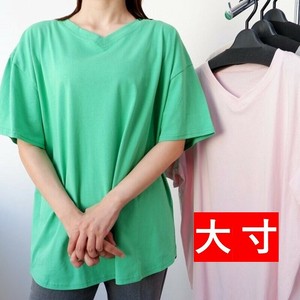 特価 大寸 綿100％ V首ビッグTシャツ 9色 半袖 Tシャツ ビッグTシャツ 無地 レディース ユニセックス
