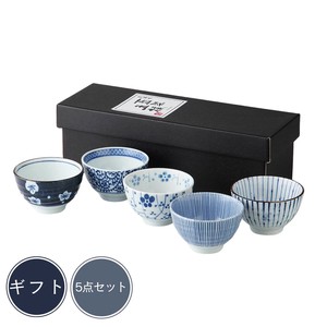 [ギフト] 藍染五様　煎茶揃 美濃焼 日本製