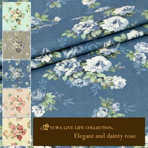 有輪商店 YUWA 70ローン ラスターグロス "Elegant and dainty rose" [C:Blue] /生地 布/ 全5色 / MS339065