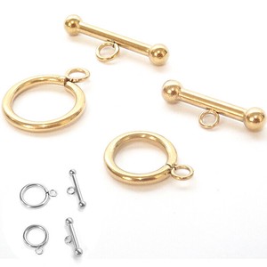 ステンレス製 マンテル  5セット（ゴールド/シルバー）2サイズ 金具 留め具 パーツ アレルギーフリー