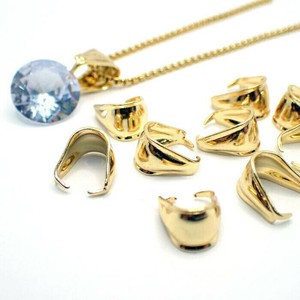 ステンレス製 バチカン ゴールド 【10個売り】大きめ 留め金具 ペンダントトップ ハンドメイド パーツ