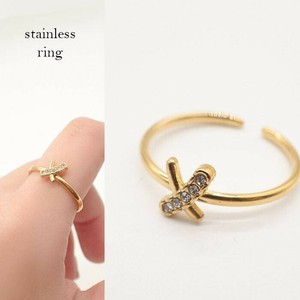 ステンレス リング【13】クロス ゴールド 【1個】内径約17mm 指輪 アレルギー対応 アクセサリー