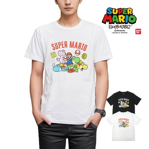 スーパーマリオ メンズ レディース Tシャツ マリオ カラフルヨッシー ブラック ホワイト