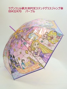 2024春夏新作）雨傘・長傘-ジュニア　ラプンツェル柄大判POEステンドグラスジャンプ傘