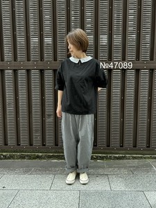 【2024春夏物新作】日本製 東炊きローンバイカラー衿付き2WAYブラウス  No47089