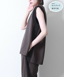 【each　セール】配色ライン深Vべスト　セット可　2024AW