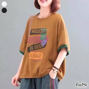 レトロアルファベットTシャツ 5分袖 カジュアル 夏 EH1373【2024新作】