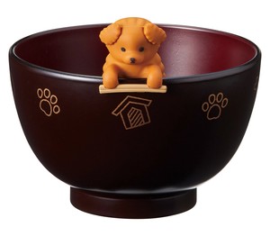 しるワン　茶プードル　【日本製 汁椀・箸置  】