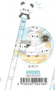 【2024年春夏新作】【もちもちぱんだ】でかマスコット鉛筆2B　ねこだらけ　220416