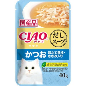 [いなばペットフード] CIAO　だしスープパウチかつおほたて貝柱・ささみ入り40g