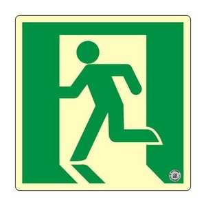 エルティーアイ　消防認定品 A級　高輝度蓄光式誘導標識  避難口誘導標識　縦150mm×横150mm  ASN860