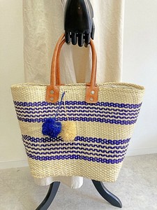 ⑥【SALE★在庫限り】ANAKA/マダガスカルボーダートートバッグ（手編み） / NAVY