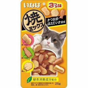 [いなばペットフード] 焼ミックス3つの味かつお節・ほたて・いか風味25g