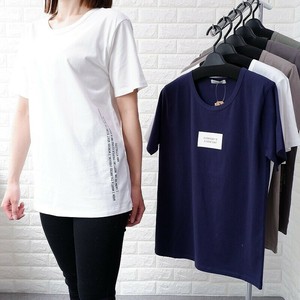 特価 シルケット綿100% 丸首プリントTシャツ　2柄 半袖 Tシャツ ロゴ 英字 ワンポイントロゴ レディース