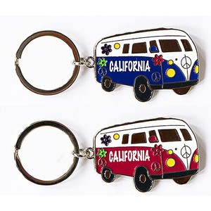 【RT 66】メタル キーリング （キーホルダー）カリフォルニア ヒッピー バス SS-KR-3900700