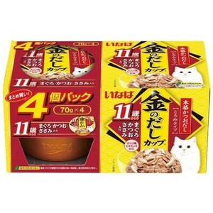 [いなばペットフード] 金のだしカップ　11歳からのまぐろ・かつお・ささみ入り70g×4P