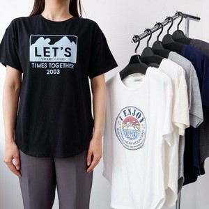 特価 シルケット綿100% 裾カーブTシャツ 2柄 半袖 Tシャツ アウトドア サークルロゴ  ロゴ レディース