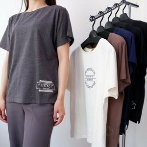 特価 シルケット綿100%ドルマンTシャツ 2柄 裾ワンポイント サークル ロゴ 半袖 Tシャツ  レディース