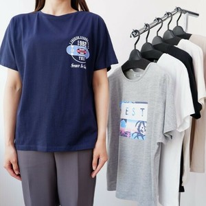 特価 シルケット綿100% ドルマンTシャツ 2柄 転写 サークルロゴ 半袖 Tシャツ ドルマン ロゴ レディース