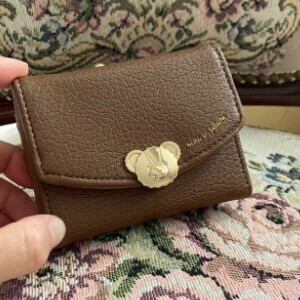 【どうぶつシリーズ・テディベア金具付き・3色展開】ぷっくりテディがま口折財布