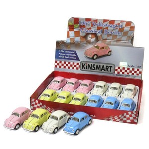 おもちゃ ミニカー 1:32 フォルクスワーゲン クラシックビートル パステル 4色 No.201-605ケース販売