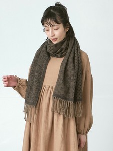 【予約販売】リバーシブルストール　マフラー　2色展開　ドット柄×ペイズリー柄　【10月入荷予定】