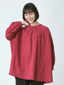 ロールカラーブラウス　綿オックス　3色展開　M L LL 3L 《大きいサイズ》