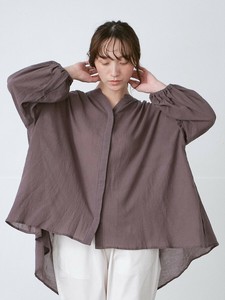 キーネックブラウス　綿ジョーゼット 4色 M