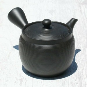 常滑焼（とこなめやき）　黒窯変3合つぼ型線段急須　ステンレス茶こし