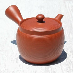 常滑焼（とこなめやき）　朱泥3合つぼ型線段急須　ステンレス茶こし