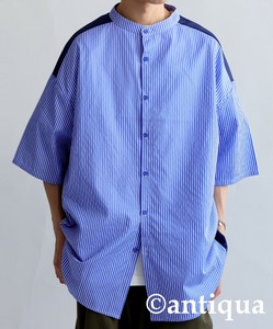 [antiqua] Button Shirt Stripe Short Sleeve Men's