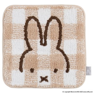 センコー ミッフィー　チェックライン　アクセントマット　約38×38cm　ベージュ 66990