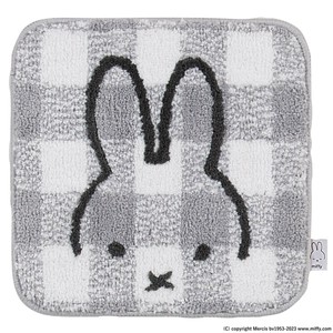センコー ミッフィー　チェックライン　アクセントマット　約38×38cm　グレー 66991