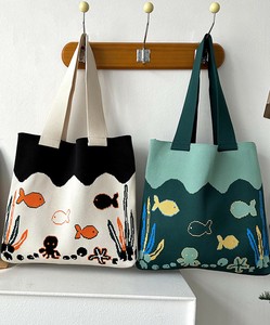 《 aimoha 》海柄ニット編みトートバッグ レディース 可愛い トートバッグ A4 軽量 大容量
