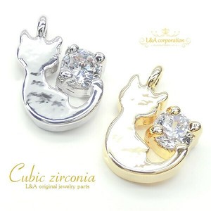 1個価格 ねこ 猫 ネコ キャット キュービックジルコニア チャーム 石 ストーン クリスタル ハンドメイド