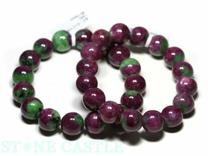 ☆高品質☆【ブレスレット】ルビーインゾイサイト (5A) (約13〜13.5mm) 【天然石 パワーストーン】