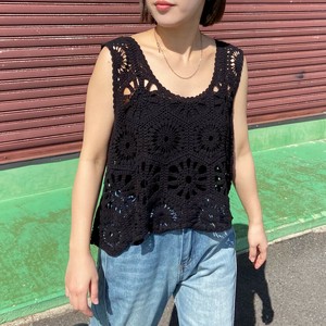 即納【2025新作】【大好評につき再入荷】　クロシェベスト　ビスチェ　レース　編み　レイヤード　タンク