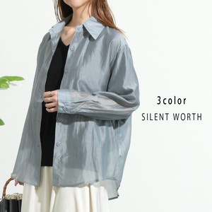 Button Shirt/Blouse Sheer Shirt Back Ribbon