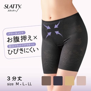【スラッティ】花柄ジャガードヘムショーツ　3分丈