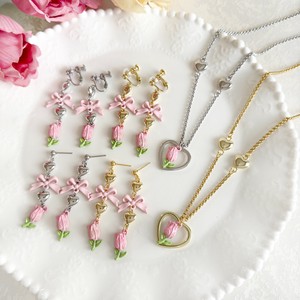 Pierced Earrings Gold Post Stainless Steel Earrings Tulips Flowers Retro
