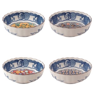 ≪メーカー取寄≫藍染小紋　4．5寸鉢　［日本製　美濃焼　食器　陶器］