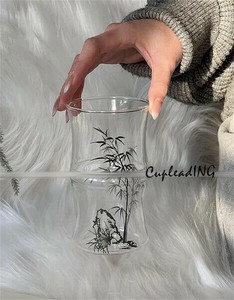 【定番商品】 早い者勝ち 牛乳カップ 水墨画 竹の節グラス 高温 中国の風 水カップ ティーカップ