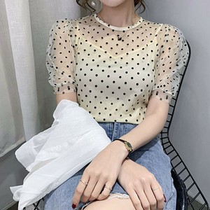 トップス《シアードットキャミ付き半袖ブラウス 》《現品限り》