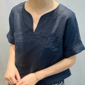 u24868 トップス レディース シャツ 2024夏秋新作 Tシャツ 韓国風 Vカラー レトロ