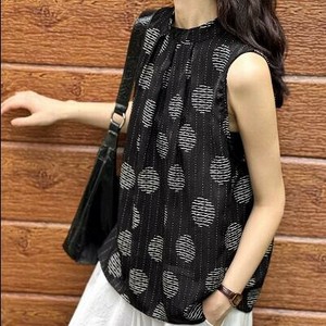 u24873 トップス レディース シャツ 2024夏新作 Tシャツ ドット プリント ラウンドネック