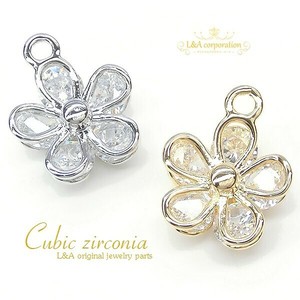1個価格 お花 フラワー キュービックジルコニア ストーン クリスタル チャーム ハンドメイド