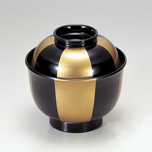 [TA]3.3寸美里吸椀 黒金市松 S・H塗　日本製