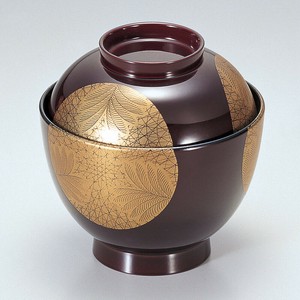 [TA]3.5寸玉子椀 溜武蔵野日月　日本製