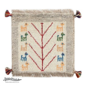 ギャッベ　ペルシャ　イラン　オーガニックウール　絨毯　ラグ　座布団　39×37.5cm　MS9596_BE