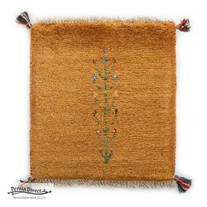 ギャッベ　ペルシャ　イラン　オーガニックウール　絨毯　ラグ　座布団　42×45cm　MS13641_YE